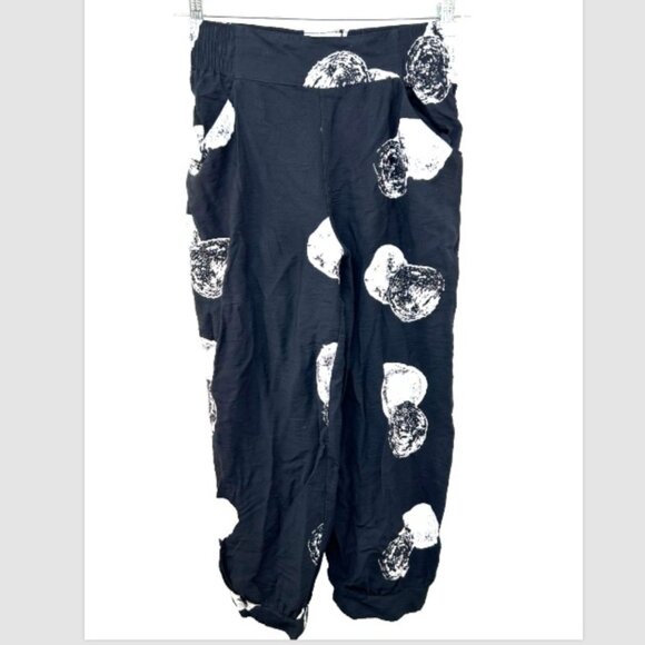 My Soul ladies pants small black white Danish lagonlook boho relaxed Art to wear - Picture 1 of 13